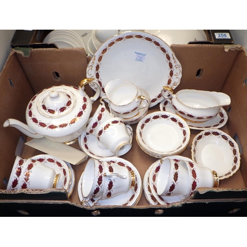 258 - A qty of Paragon Elegance tea ware together with a qty of Royal Doulton Tumbling Leaves table ware (... 