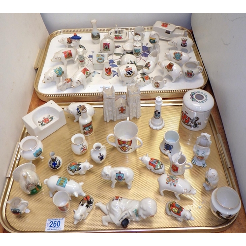 260 - Crested china souvenir miniatures, incl Grafton, Willow Art and Goss approx 50 (2)