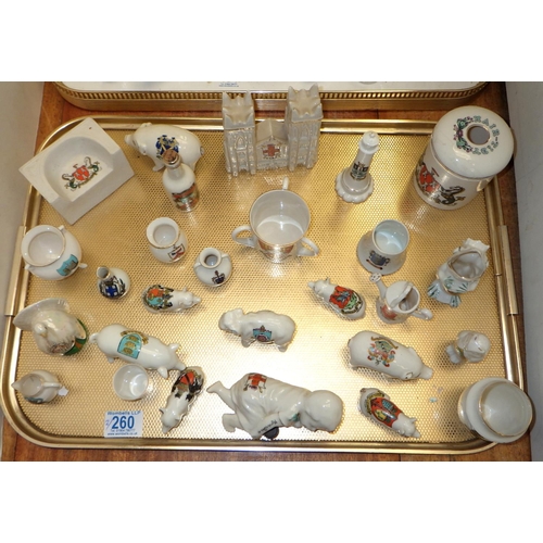 260 - Crested china souvenir miniatures, incl Grafton, Willow Art and Goss approx 50 (2)