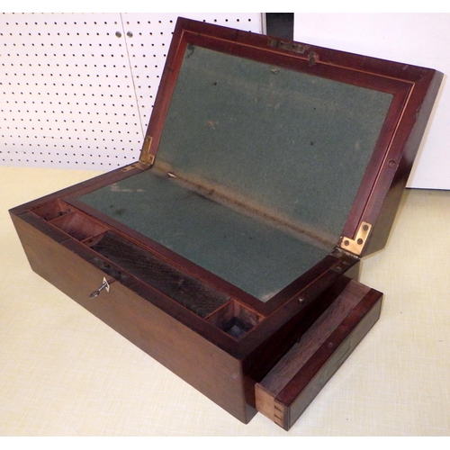 265 - A 19thC mahogany writing box together with an inlaid sewing box, two foot stools, bed pan and a smal... 