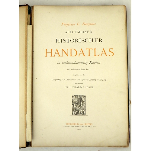 267 - G Droysens Hand Atlas 1886 together with Murray's Atlas, AA handbook and David Loggan Cantabrigia  I... 