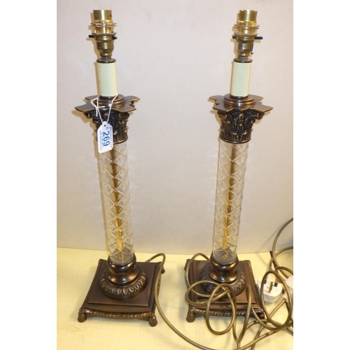 269 - A pair of cut glass Corinthian column table lamps