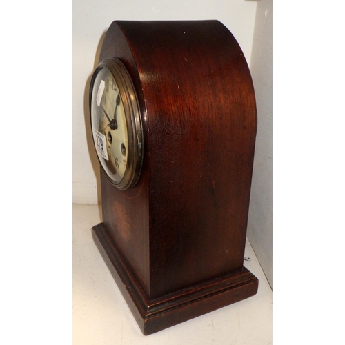 279 - An Edwardian inlaid Lancet top mantle clock