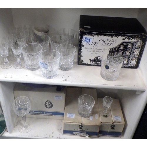 281 - A group of Waterford Crystal drinking glasses together with 6 Thomas Webb tumblers (qty)