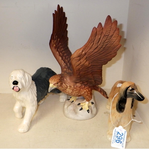 296 - Two Beswick dogs and a Golden Eagle (3)