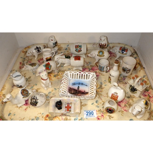 290 - Crested china souvenir miniatures, incl Grafton, Willow Art and Goss approx 50