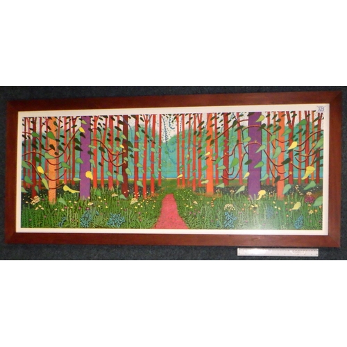 325 - David Hockney The Arrival Of Spring In Woldgate print 134 x 58cm inc frame