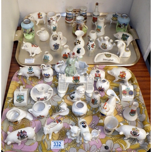 332 - Crested china souvenir miniatures, incl Grafton, Willow Art and Goss approx 50 (2)