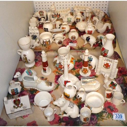 339 - Crested china souvenir miniatures, incl Grafton, Willow Art and Goss approx 50 (2)