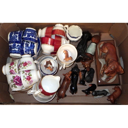 340 - A qty of misc tea ware together with a group of dachshunds af