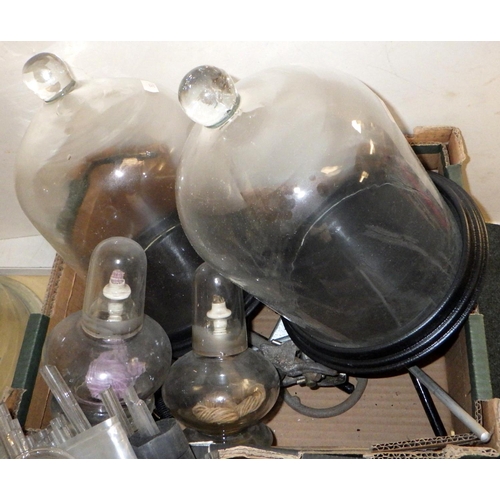 352 - A large qty of lab bottles, glass domes etc