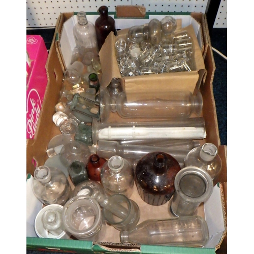 352 - A large qty of lab bottles, glass domes etc