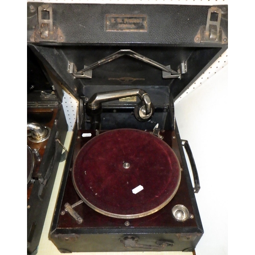 353 - Four various wind-up gramophones together with a Ultra horn speaker (5)