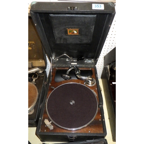 353 - Four various wind-up gramophones together with a Ultra horn speaker (5)