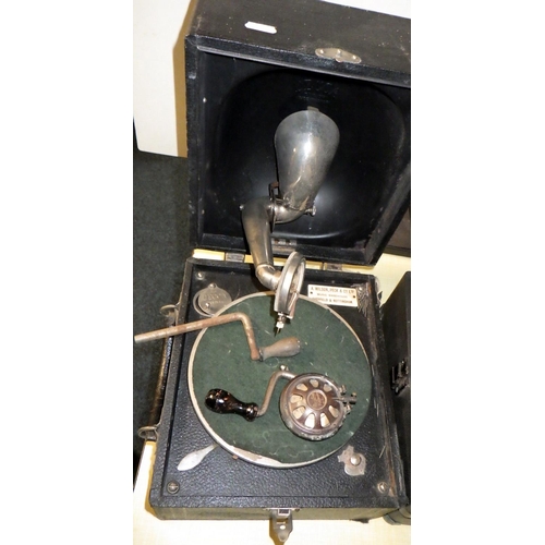 353 - Four various wind-up gramophones together with a Ultra horn speaker (5)