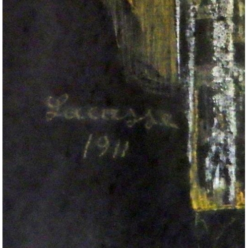 361 - Joseph Lacasse (Belgian 1894 - 1975): pastel on dark paper abstract composition similar to 