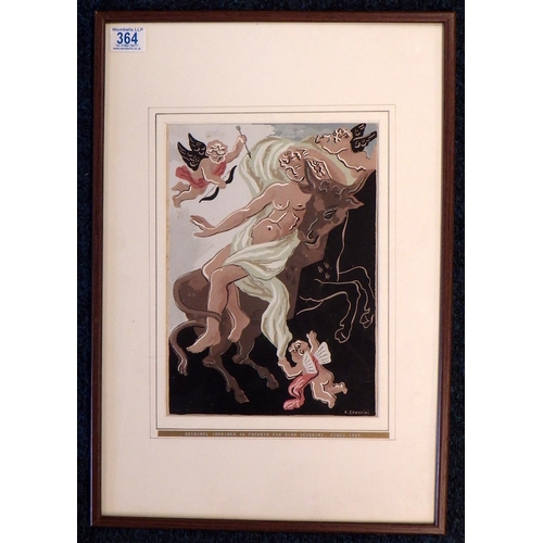 364 - Gino Severini (Italian 1883 - 1966): The Rape of Europa a pochoir stencil print on paper, c1927.  22... 