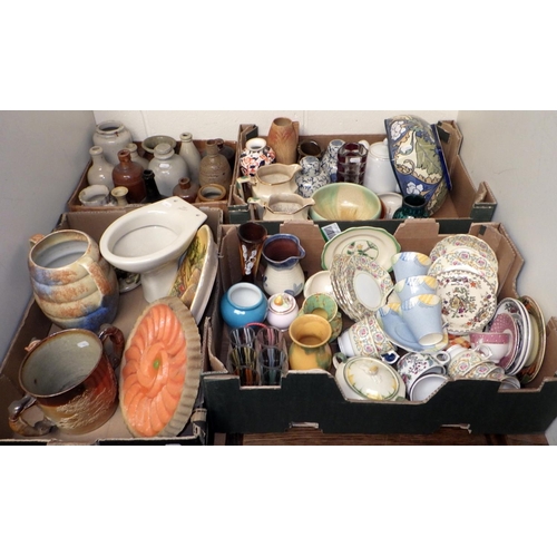 358 - Four boxes of various ceramics to include stoneware bottles, etc AF (4)