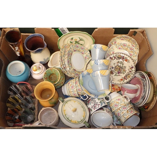 358 - Four boxes of various ceramics to include stoneware bottles, etc AF (4)