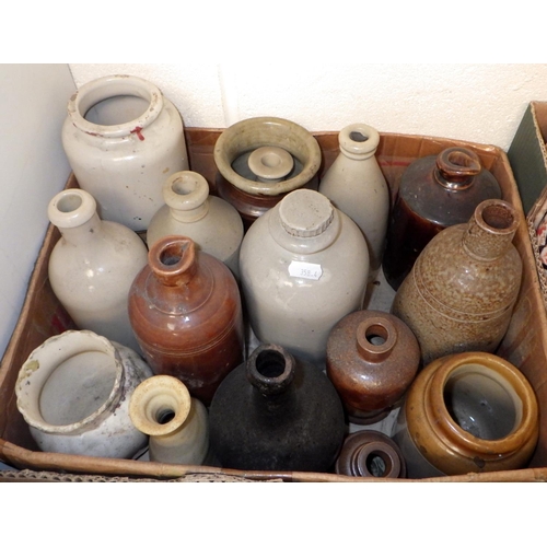 358 - Four boxes of various ceramics to include stoneware bottles, etc AF (4)