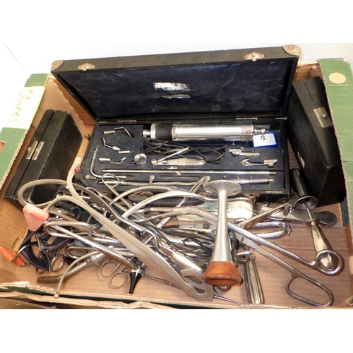 359 - A qty of surgical tools, vintage bandages etc (3)