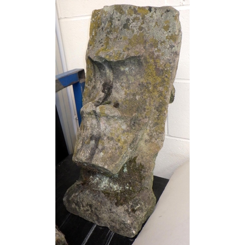 378 - Two piece of carved stone in the form of a head 55cm & Torso 60cm (2)   The Estate of Mr Darrell But... 