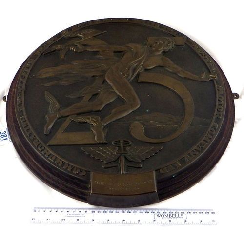 381 - An Austin Motor Company 'TWENTY-FIVE YEARS ASSOCIATION' Commemorative bronze plaque, presented to Te... 