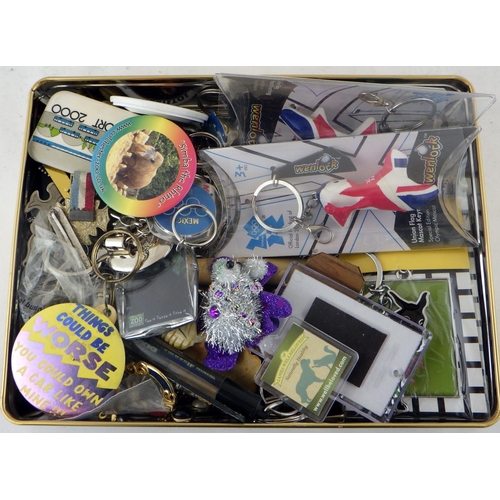 385 - A qty of misc key rings, collectables etc