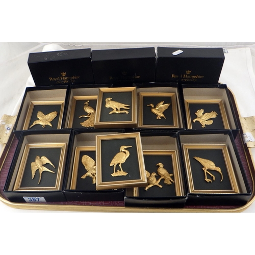 387 - A group of 10 Royal Hampshire Art Foundry Susan Norton gold plated birds