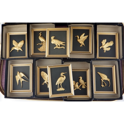 387 - A group of 10 Royal Hampshire Art Foundry Susan Norton gold plated birds