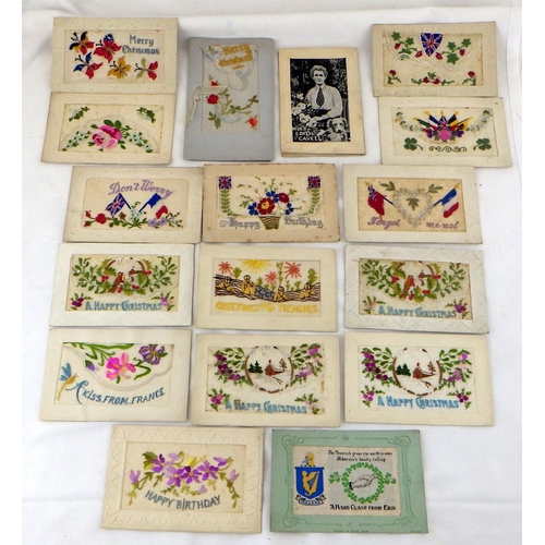 392 - A group of mainly WW1 Embroidered Silk postcards, incl an Edith Cavell example.