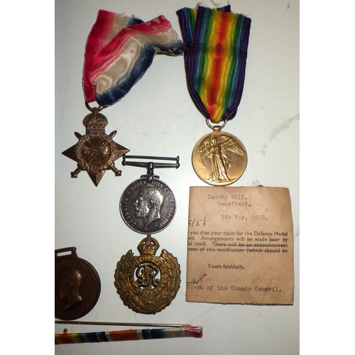 405 - A WW1 medal trio comprising a 1914-15 Star, War Medal and Victory Medal to 376 Gnr A Storey RGA, lat... 