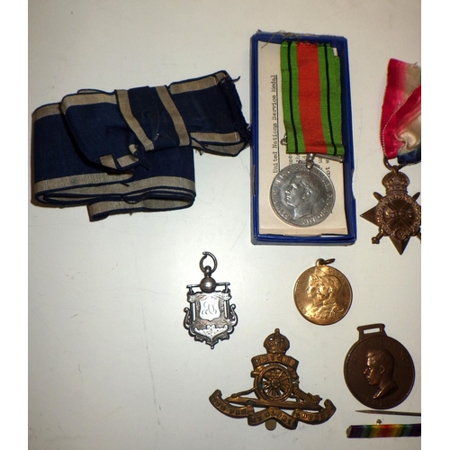 405 - A WW1 medal trio comprising a 1914-15 Star, War Medal and Victory Medal to 376 Gnr A Storey RGA, lat... 