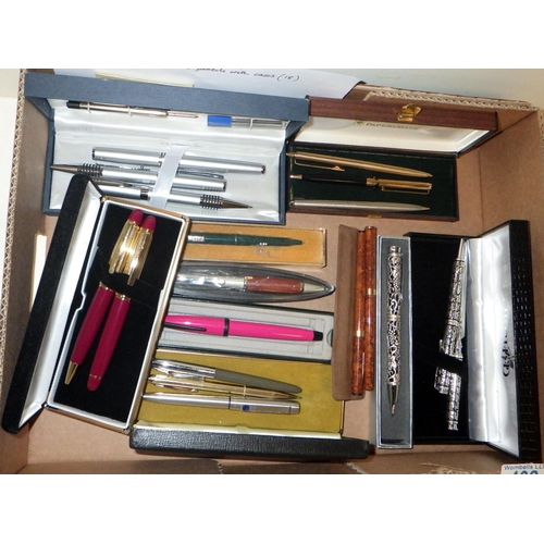 408 - A collection of pens incl Cross, Parker and Papermate, some cased.