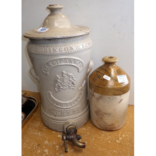 451 - Robinson & Sons, Leeds, earthenware pure carbon water filter together with a York interest earthenwa... 