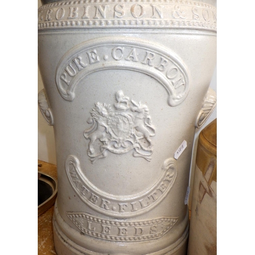 451 - Robinson & Sons, Leeds, earthenware pure carbon water filter together with a York interest earthenwa... 