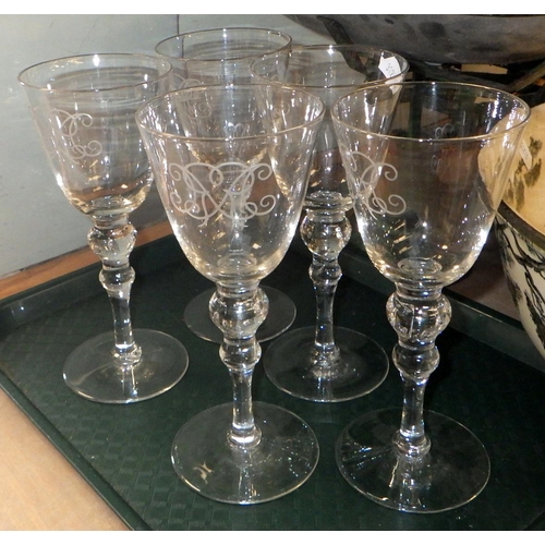 453 - Doulton washing bowl together with a set of scales, 5 glasses and a gilt framed wall mirror