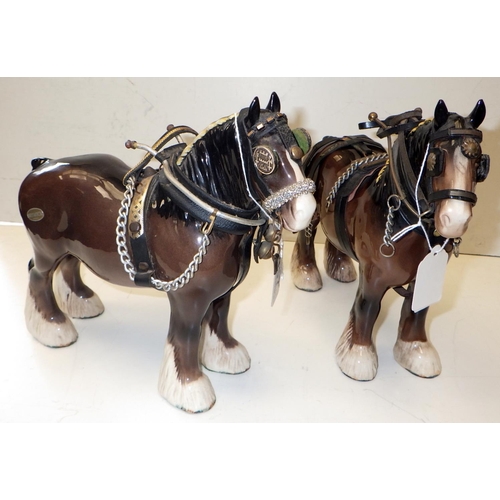 457 - Two Beswick shirehorses