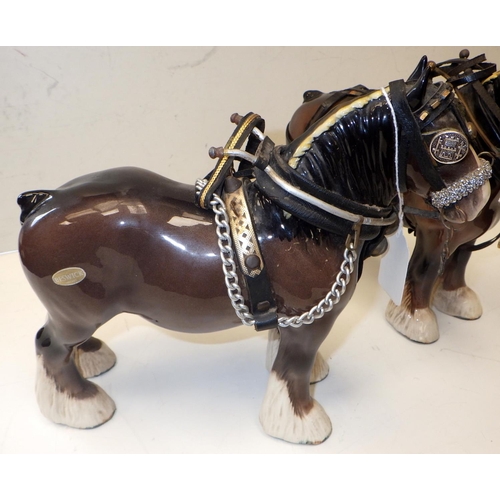 457 - Two Beswick shirehorses