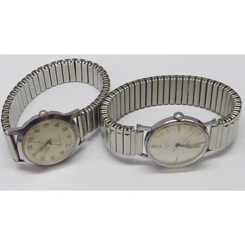 428 - A Timex 21 manual wind chrome cased wristwatch, 32mm across, in original box; a Bulova Self-Winding ... 