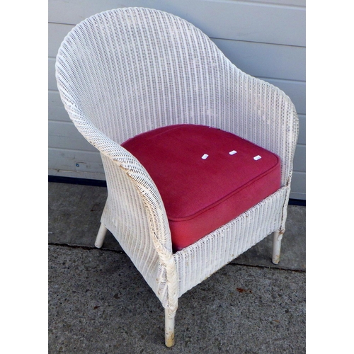 630 - A white painted Lloyd Loom tub chair