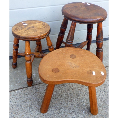 631 - Three stools, one with eagle motif