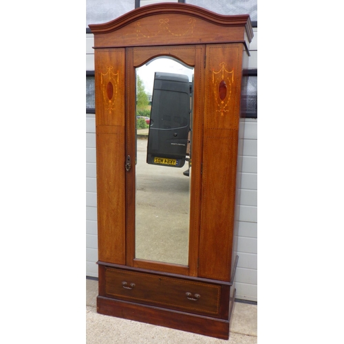 654 - An Edwardian mahogany single wardrobe, 97cm wide