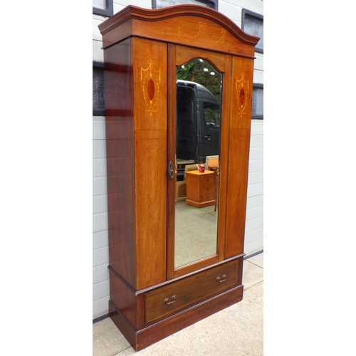 654 - An Edwardian mahogany single wardrobe, 97cm wide