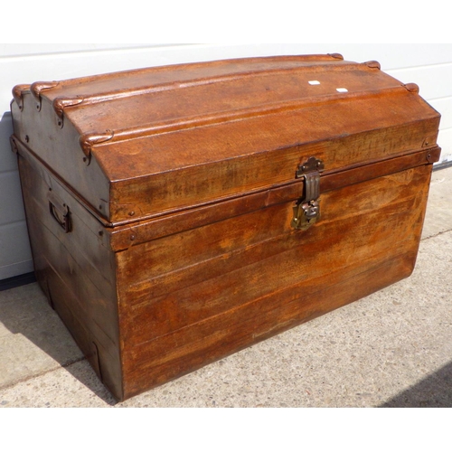 790 - A Victorian dome topped metal trunk 76cm wide