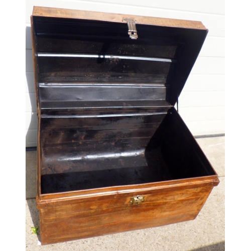 790 - A Victorian dome topped metal trunk 76cm wide