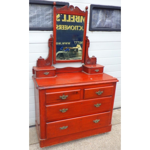 817 - A Victorian stained pine dressing chest, 106cm wide