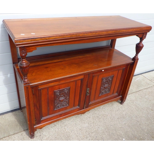 820 - A late Victorian walnut buffet, missing back, 138cm wide