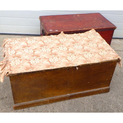 826 - Two Victorian pine blanket boxes (a/f)