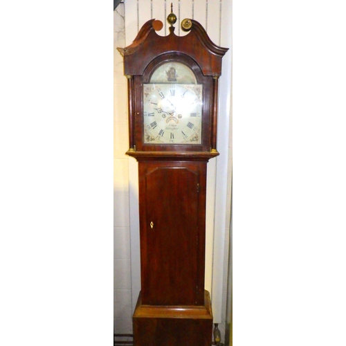 840 - A 19th cen mahogany 8 day longcase clock, J. Shaw, Billingboro, damage to moulding and feet